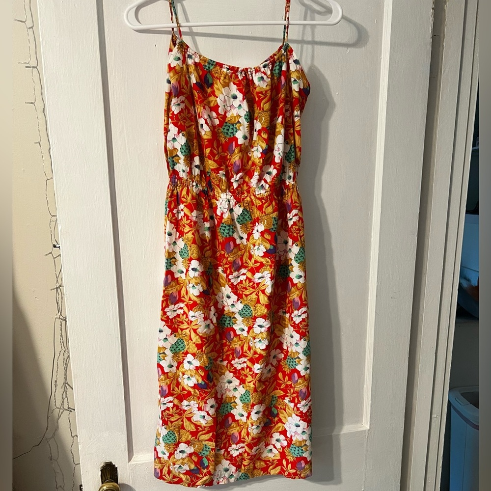 HANDMADE 70s vintage fitted hawaiian midi dress